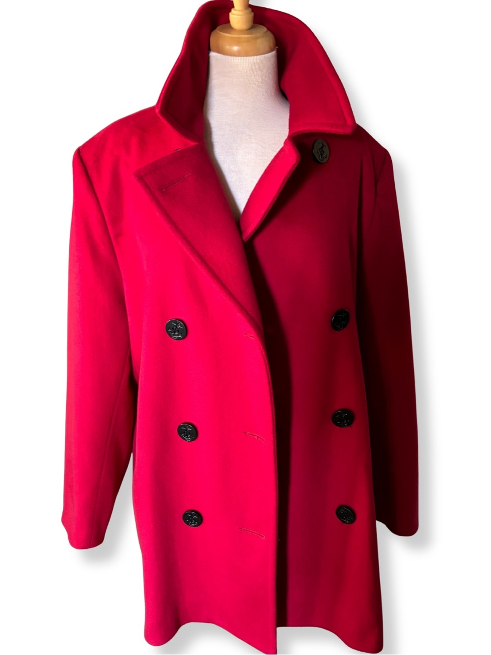 Vintage Talbots Red Wool Peacoat Size 16 Made in USA Double Breasted Coat